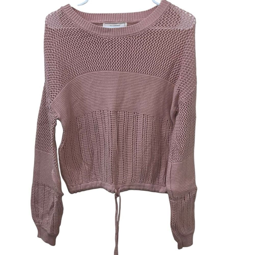 No Comment Blush Pink Open Knit Sweater - Size Medium
